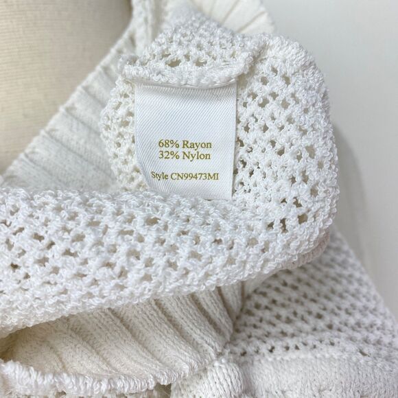 Vtg Caslon White Crochet Bolero Sweater Small Coquette Whimsy Fairy Boho Peasant - Picture 11 of 12